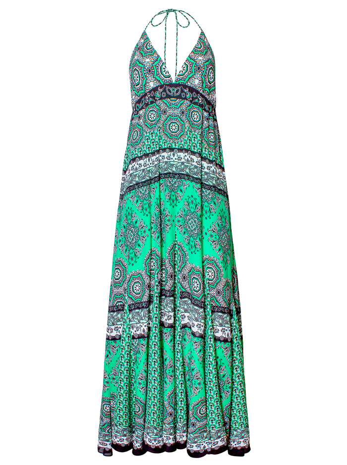 ALETTE HALTER MAXI DRESS - BOHO ROMANCE-JADE MULTI image 1 - Alice And Olivia
