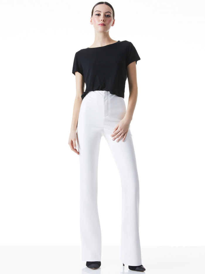 TEENY VEGAN LEATHER FLARE PANT - OFF WHITE image 2 - Alice And Olivia