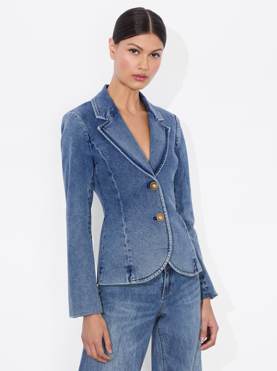 ROMY DARK VINTAGE BLUE-IANA DENIM SCULPTED BLAZER