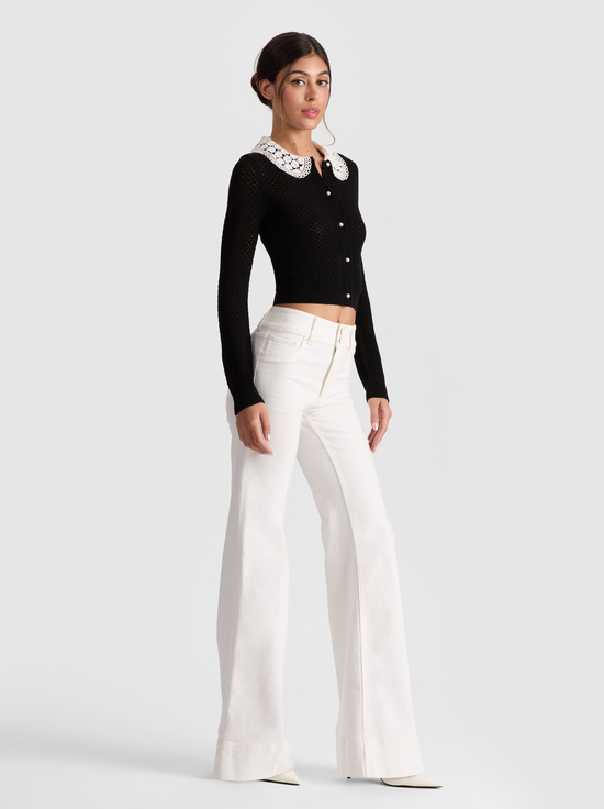 BLACK/SOFT WHITE-CARSON COLLARED CARDIGAN