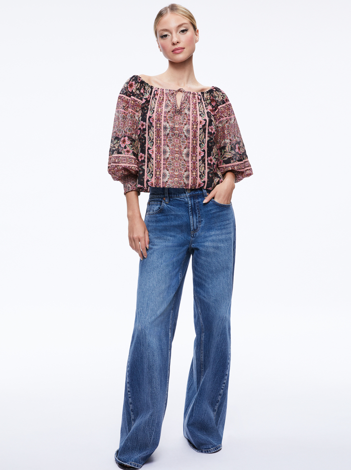 ALTA OFTHE SHLDR BLSN SLV TOP - CANOPY TILE BLACK image 4 - Alice And Olivia