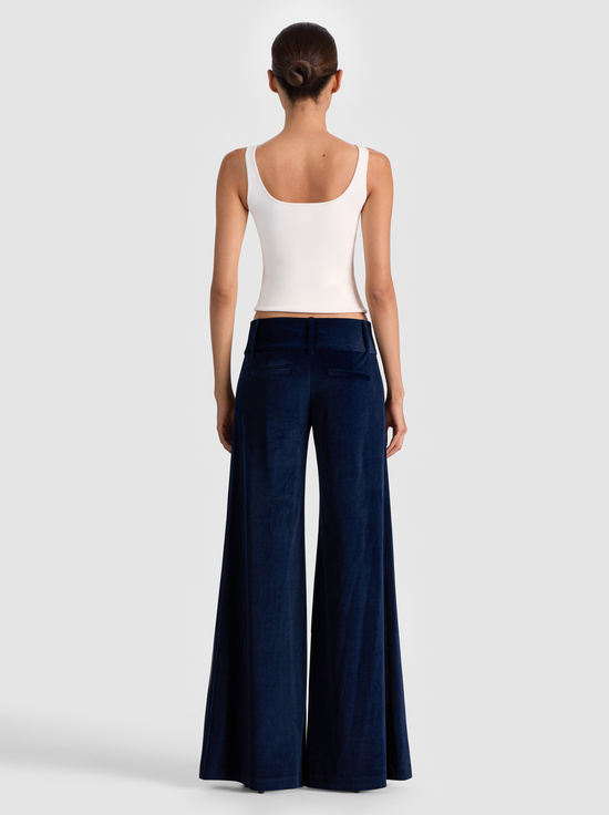 DARK MIDNIGHT BLUE-OLIVIA VELVET WIDE LEG PANT