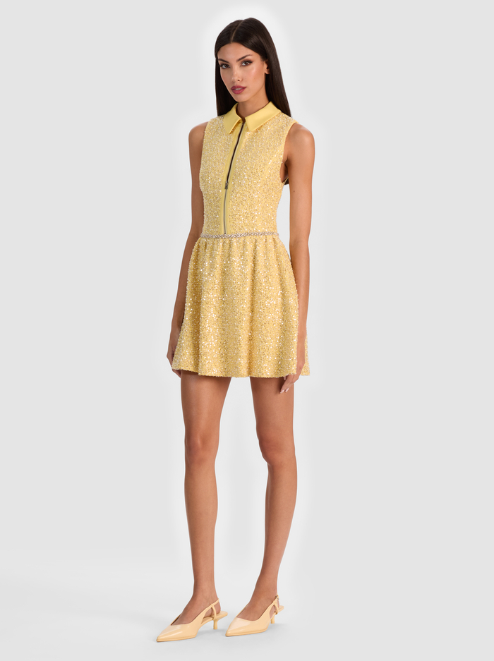 ELLIS EMBELLISHED MINI DRESS - BUTTER image 4 - Alice And Olivia