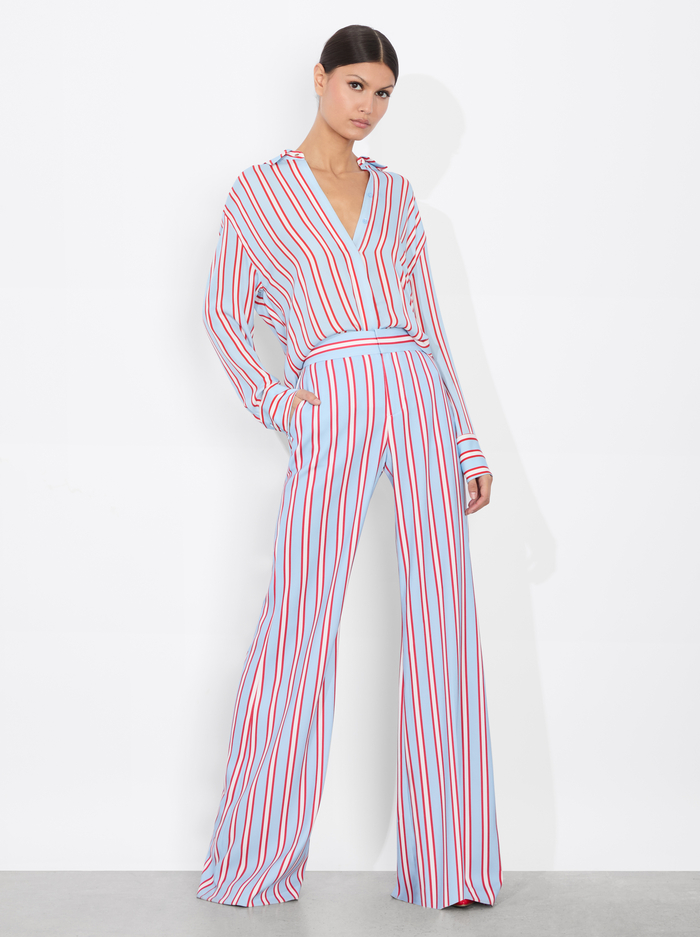 DIMITRA OVERSIZED BUTTON DOWN - TEAKWOOD STRIPE MINERAL BLUE/B image 4 - Alice And Olivia