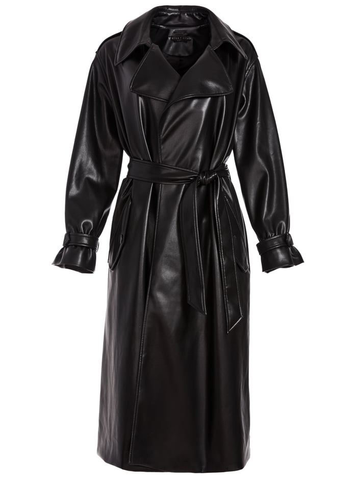 NEVADA VEGAN LEATHER COAT - BLACK image 5 - Alice And Olivia