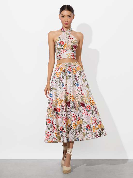OFF WHITE/MULTI-EARLA FLARE SKIRT