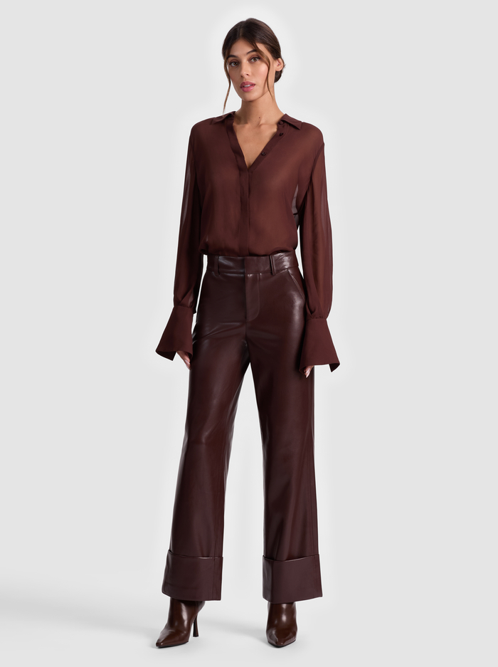 ALEXANDER VEGAN ANKLE PANT - DARK CHOCOLATE image 1 - ALICE + OLIVIA