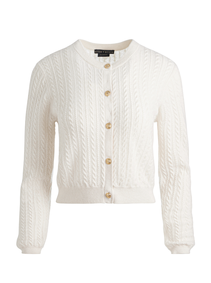 DOLLIE CASHMERE CABLEKNIT CARDIGAN - ECRU image 5 - Alice And Olivia
