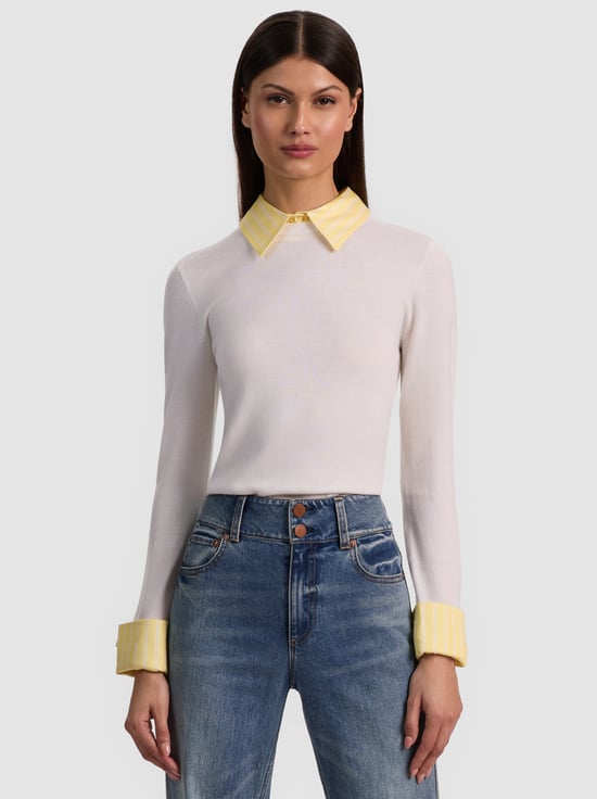 SOFT WHITE/BUTTER-PORLA COLLARED SWEATER