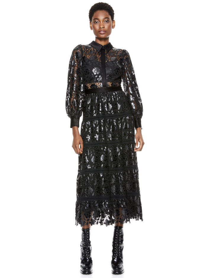 ANAYA LACE MIDI DRESS - BLACK image 1 - Alice And Olivia