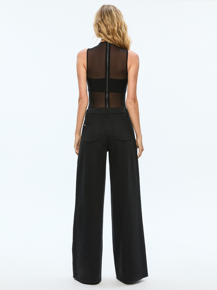 NICHOL HIGH NECK SLEEVELESS MESH BODYSUIT - BLACK image 2 - Alice And Olivia