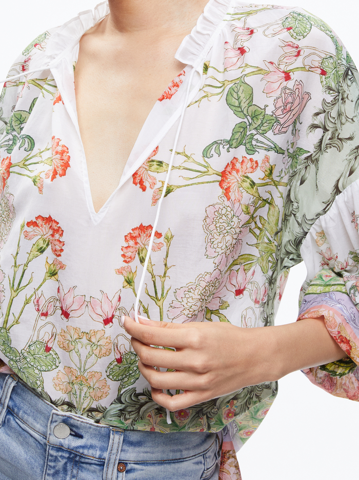 JULIUS BLOUSON SLEEVE TIE FRONT TOP - FLORAL FEST image 3 - ALICE + OLIVIA