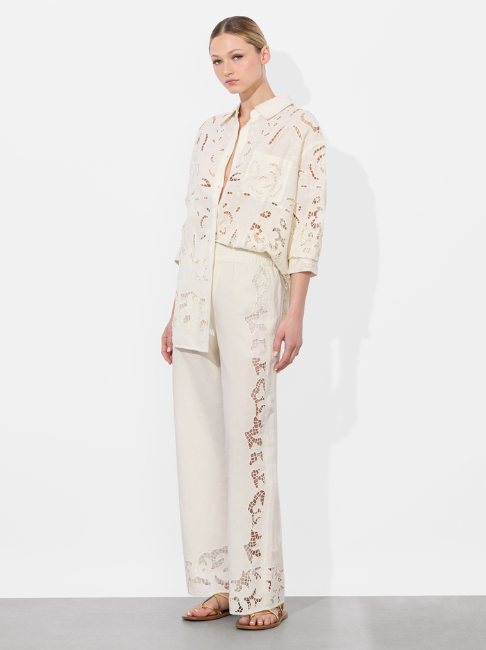 TANYA EYELET PULL ON PANT - OFF WHITE image 4 - Alice And Olivia