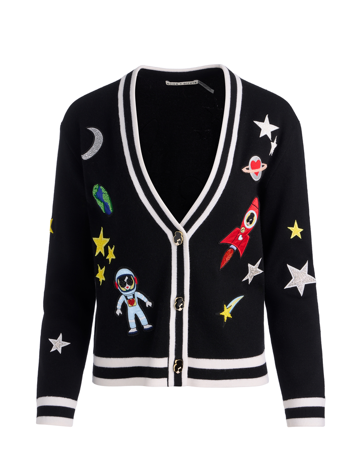 BRADLEY SPACE STACEFACE CARDIGAN - BLACK MULTI image 5 - Alice And Olivia