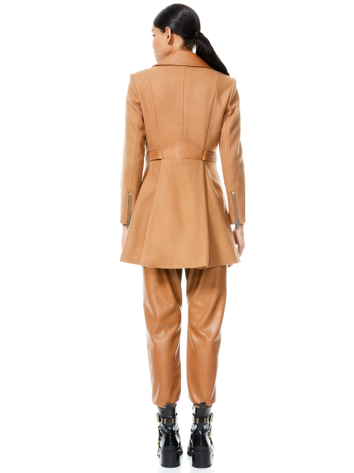 CODY LEATHER DETAIL MIDI COAT - CAMEL image 1 - Alice And Olivia