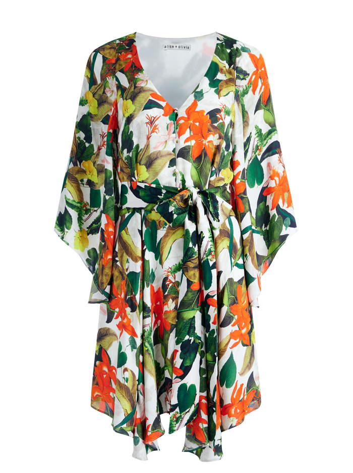 MARVA BELTED MINI DRESS - TROPICAL SUNRISE OFF WHITE image 5 - Alice And Olivia