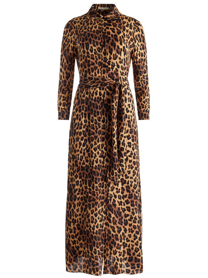 CHASSIDY MAXI SHIRT DRESS - SPOTTED LEOPARD DARK TAN image 5 - Alice And Olivia