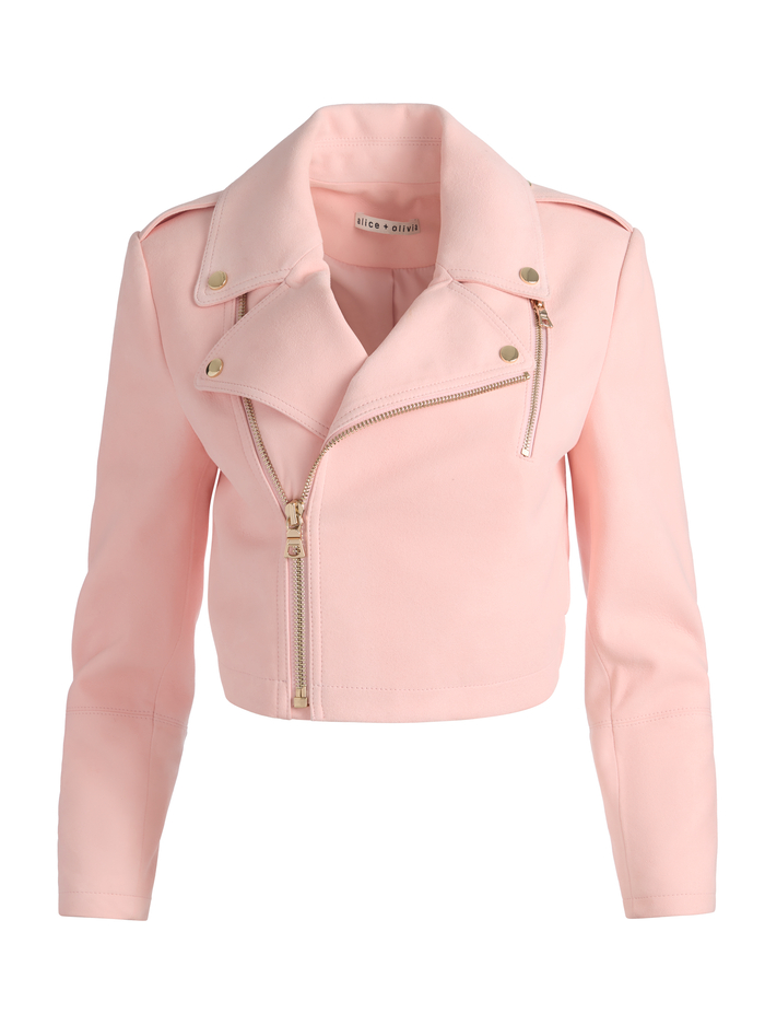 KRISHNA SUEDE CROPPED MOTO JACKET - ENGLISH ROSE image 5 - ALICE + OLIVIA