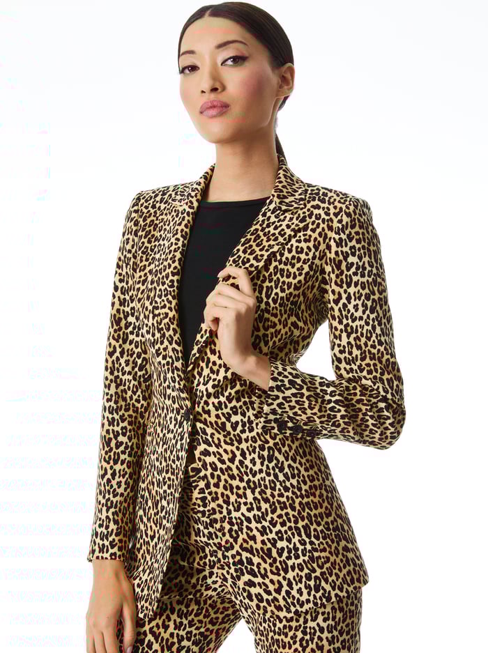 BREANN FITTED BLAZER - SPOTTED LEOPARD DARK TAN - Alice And Olivia