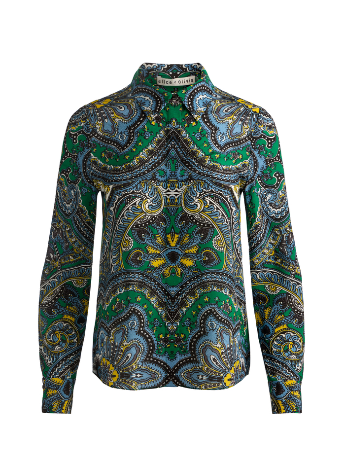 WILLA SILK BLOUSE - BON VOYAGE DEEP EMERALD image 5 - ALICE + OLIVIA