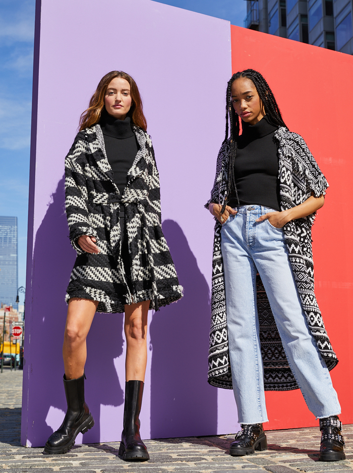 MAIBELLA BELTED SWEATER VEST  - BLACK/CREAM image 6 - Alice And Olivia