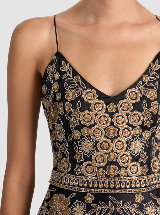 BLACK/MULTI-DOMENICA EMBELLISHED GOWN