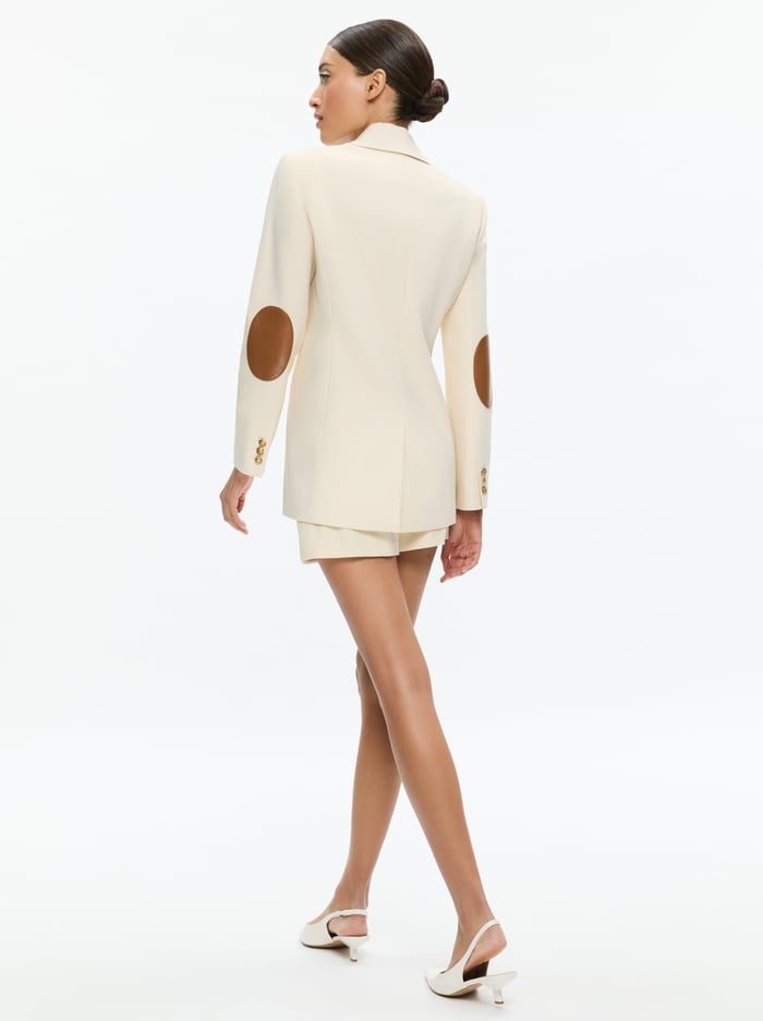 BILLIE ELBOW PATCH BOXY BLAZER - SOLID OATMEAL image 2 - Alice And Olivia