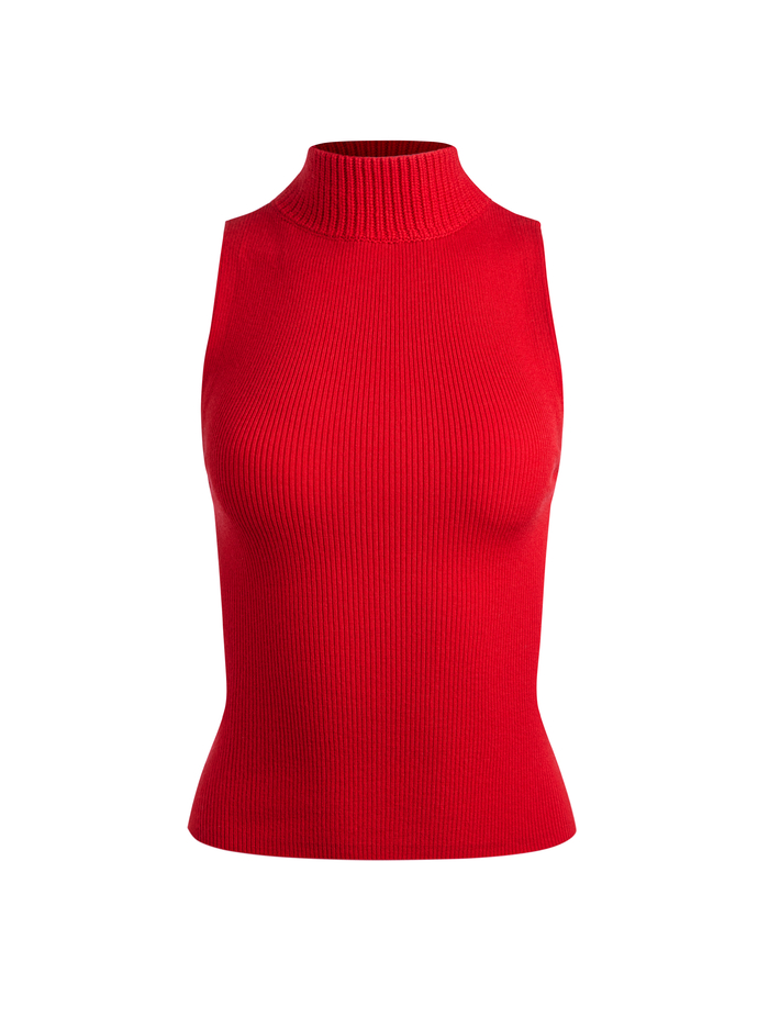 DARCEY TURTLENECK SWEATER TANK - PERFECT RUBY image 5 - Alice And Olivia