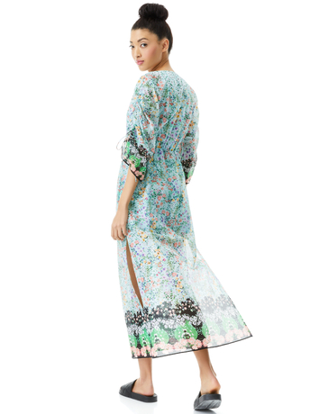 COASTAL GARDENS MULTI-ARLINDA BUTTON FRONT MAXI DRESS-