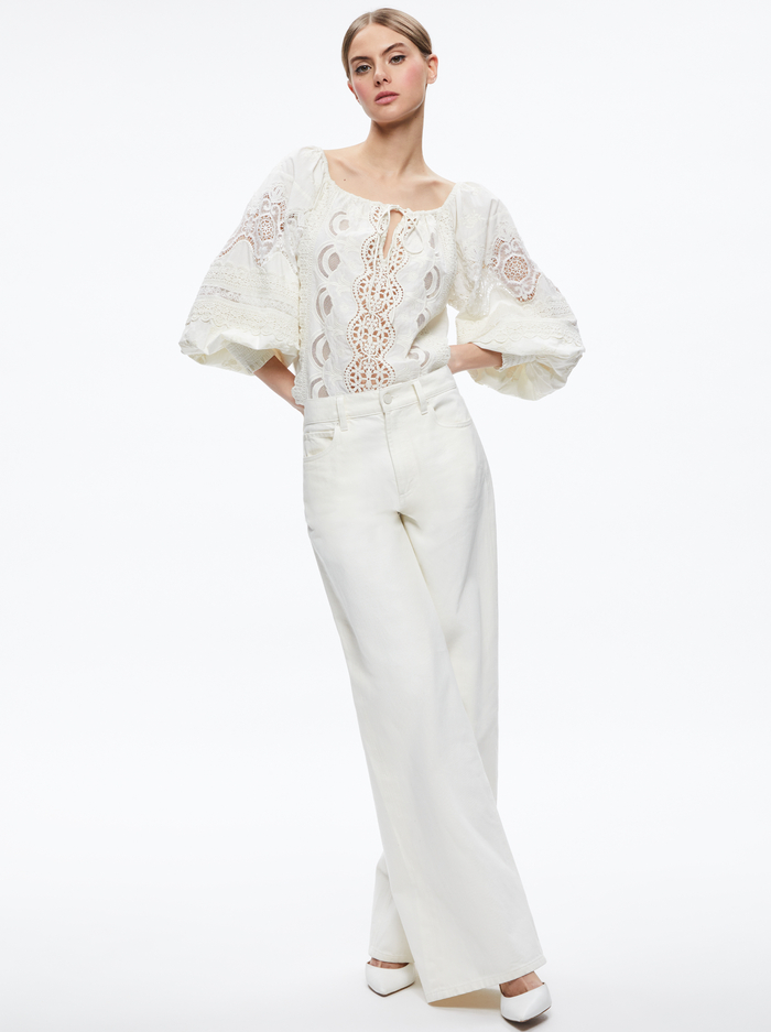ALTA EMBROIDERED OFF THE SHOULDER BLOUSE - ECRU image 4 - Alice And Olivia