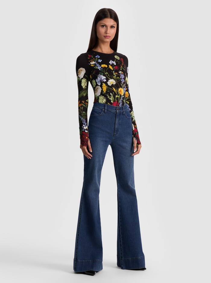 OLEA LONG SLEEVE BODYSUIT - SOCIAL HOUR BLACK image 4 - Alice And Olivia