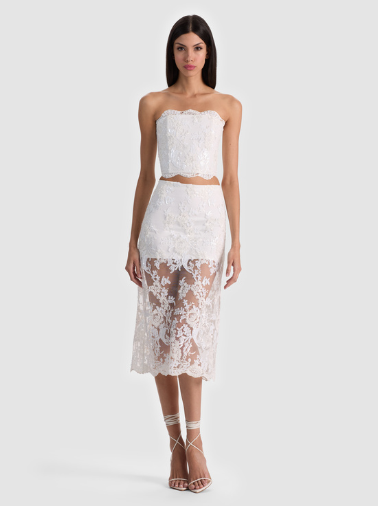 OFF WHITE-CERESI EMBELLISHED LACE BANDEAU TOP