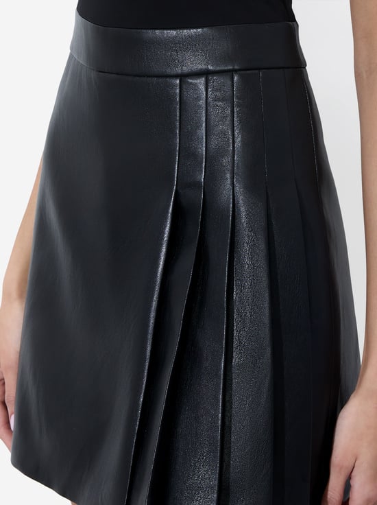 BLACK-CHARA VEGAN MINI DRESS