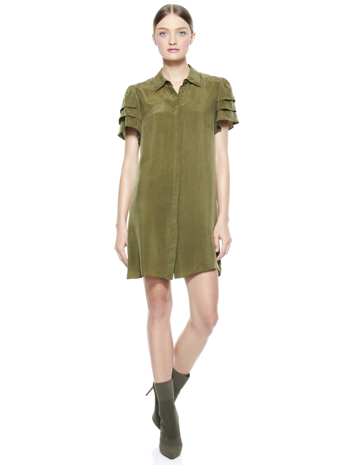 JEM SHORT SLEEVE MINI DRESS - OLIVE image 5 - Alice And Olivia
