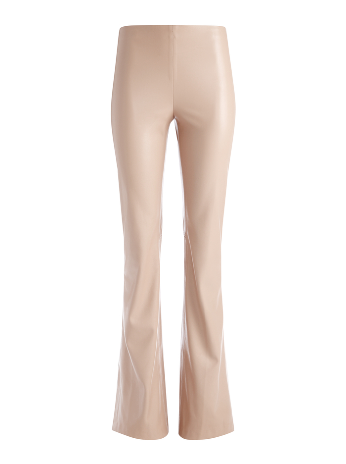 TEENY VEGAN LEATHER SIDE SLIT PANT - ALMOND image 5 - Alice And Olivia