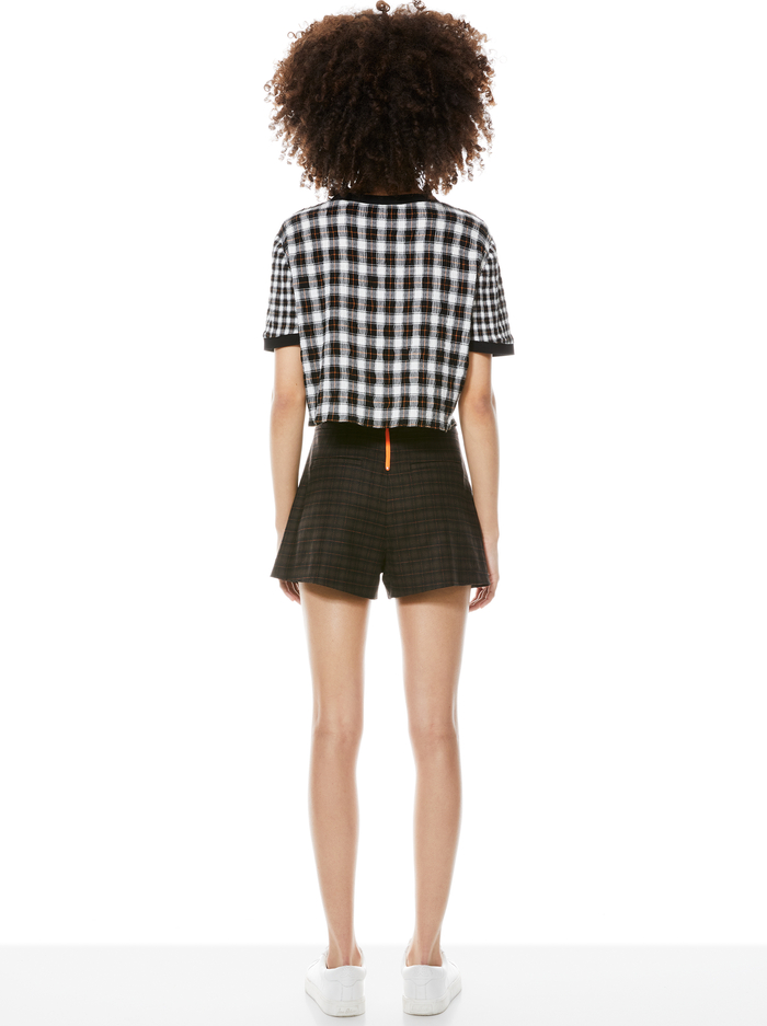 PIERA PLAID CROPPED TEE - SHAW PLAID LG BLACK image 1 - Alice And Olivia