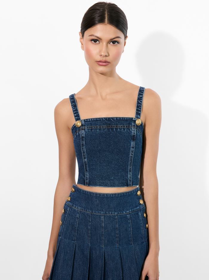 SUE DENIM BUSTIER - LOVE TRAIN - Alice And Olivia