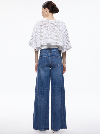 WHITE-LOREE RUFFLE TIE FRONT CROPPED JACKET