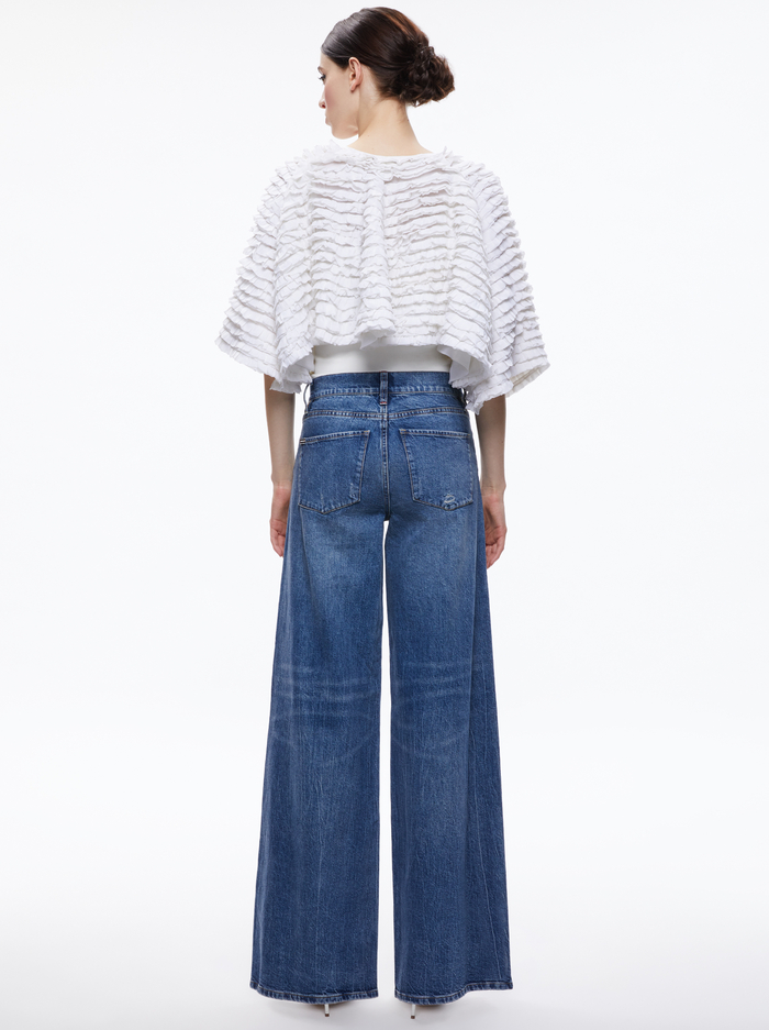 LOREE RUFFLE TIE FRONT CROPPED JACKET - WHITE image 1 - Alice And Olivia