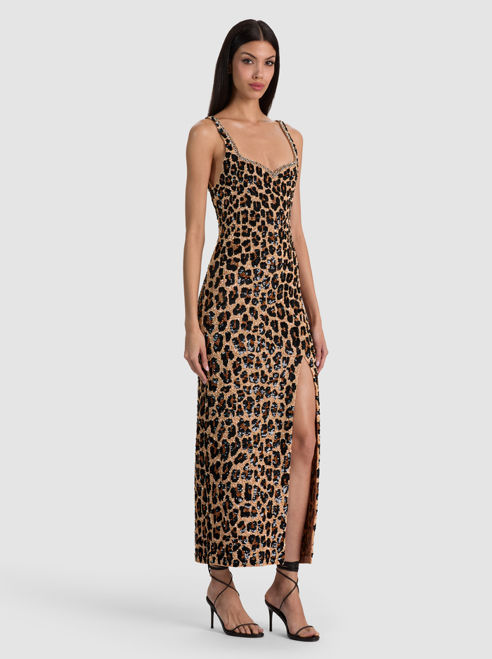EVE EMBELLISHED MIDI GOWN - SPOTTED LEOPARD image 4 - ALICE + OLIVIA