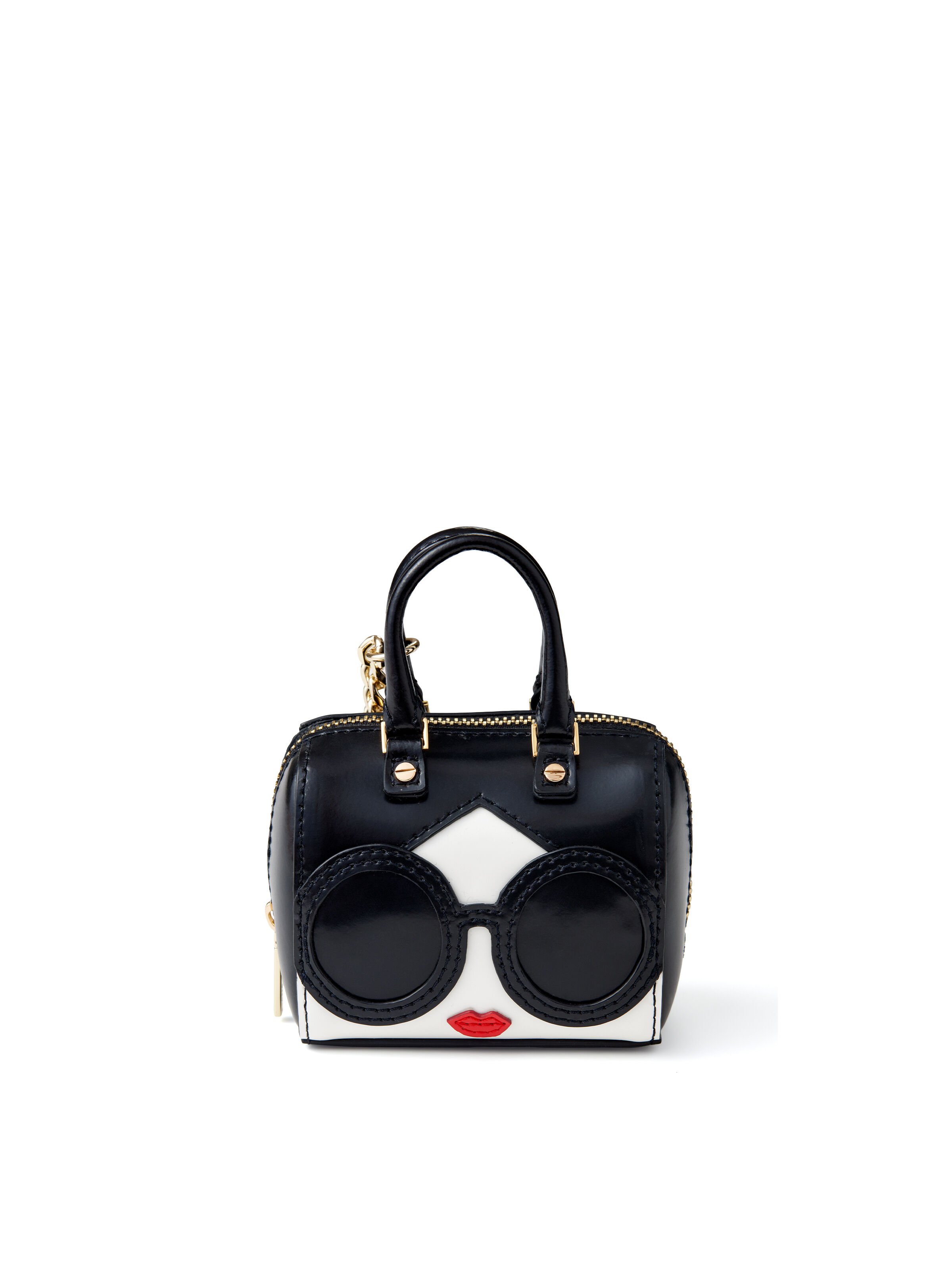 Alice+Olivia ステイシー　バッグチャーム Olivia Staceface Leather Key Charm In Black/off White Multi