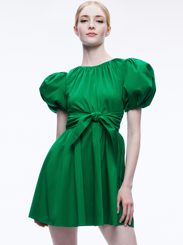 KYLAN PUFF SLEEVE MINI DRESS - EMERALD image 2 - ALICE + OLIVIA
