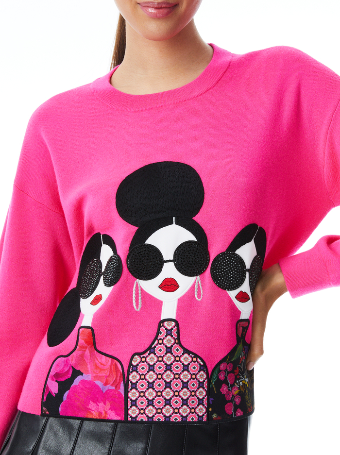NYLA STACE FACE PULLOVER - WILD PINK MULTI image 3 - ALICE + OLIVIA
