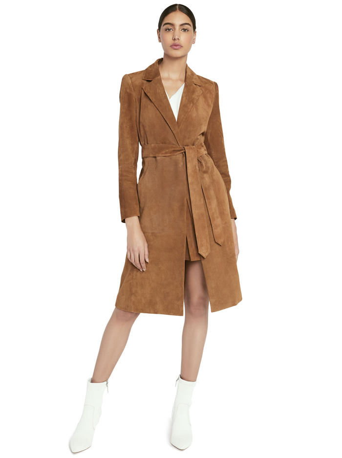 KARLEY SUEDE FLARE COAT - CAMEL image 4 - Alice And Olivia