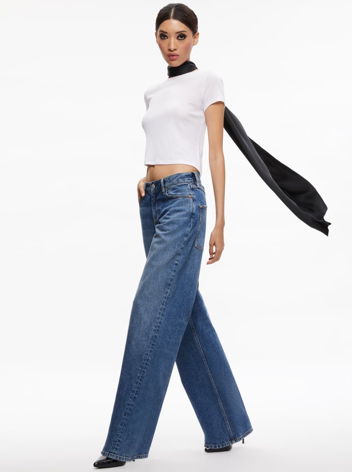 ERNIE LOW RISE BUCKLE BACK JEAN - AVERY BLUE image 4 - Alice And Olivia