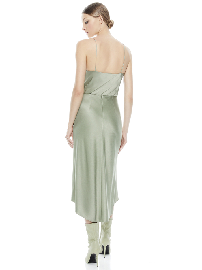 MAEVE ASYMMETRICAL SLIP SKIRT - SAGE image 2 - ALICE + OLIVIA