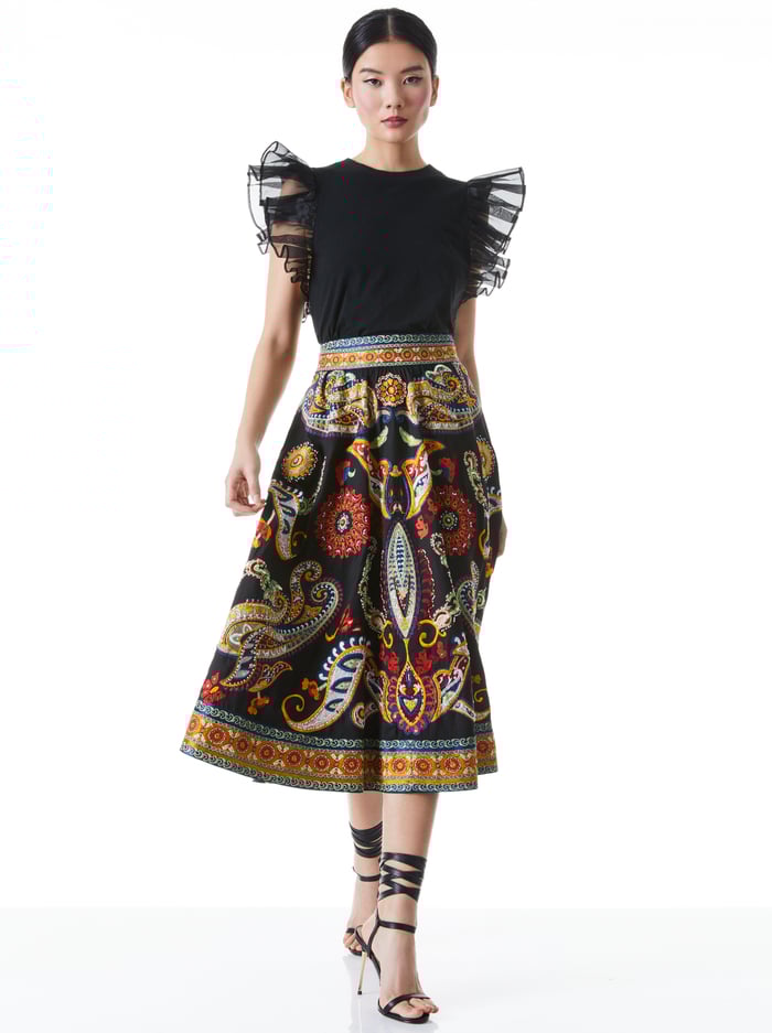 GARNER BOXY ORGANZA SLEEVE TEE - BLACK image 2 - Alice And Olivia