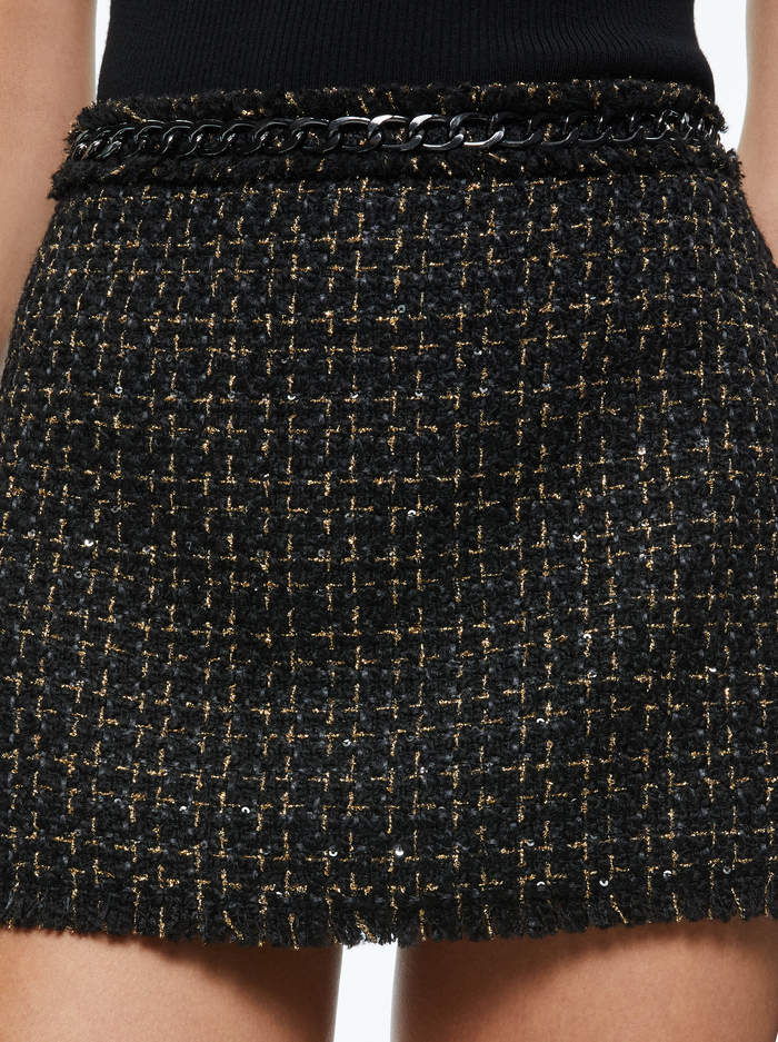 JALEN CHAIN MINI SKIRT - BLACK/GOLD image 2 - Alice And Olivia