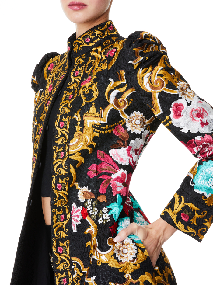THOMAS EMBROIDERED COAT - BLACK/MULTI image 3 - ALICE + OLIVIA