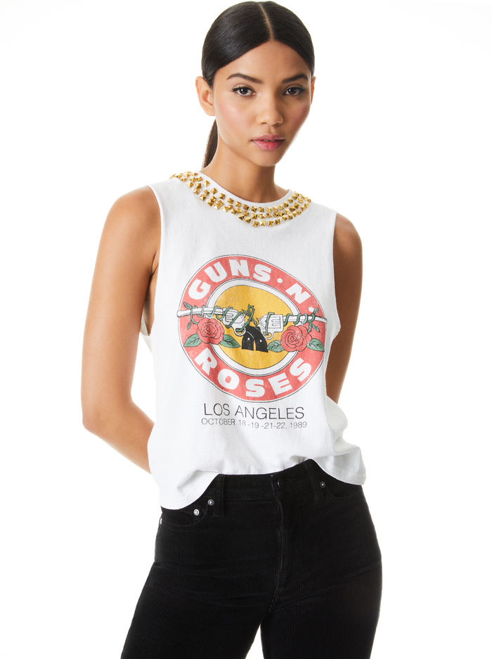 Miller Studded Boyfriend Tank In White Multi Alice And Olivia